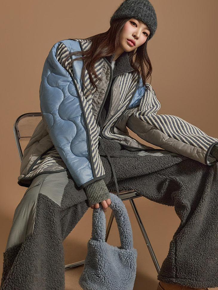 J2559 绗缝混合套头衫