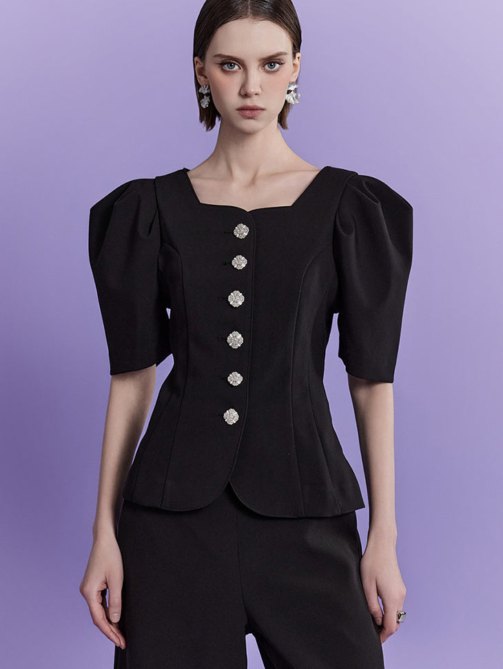 J2151 泡泡袖修身单夹克