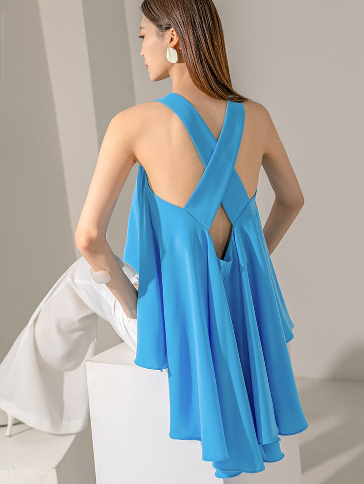 B9132 Pin tuck Sleeveless Blouse