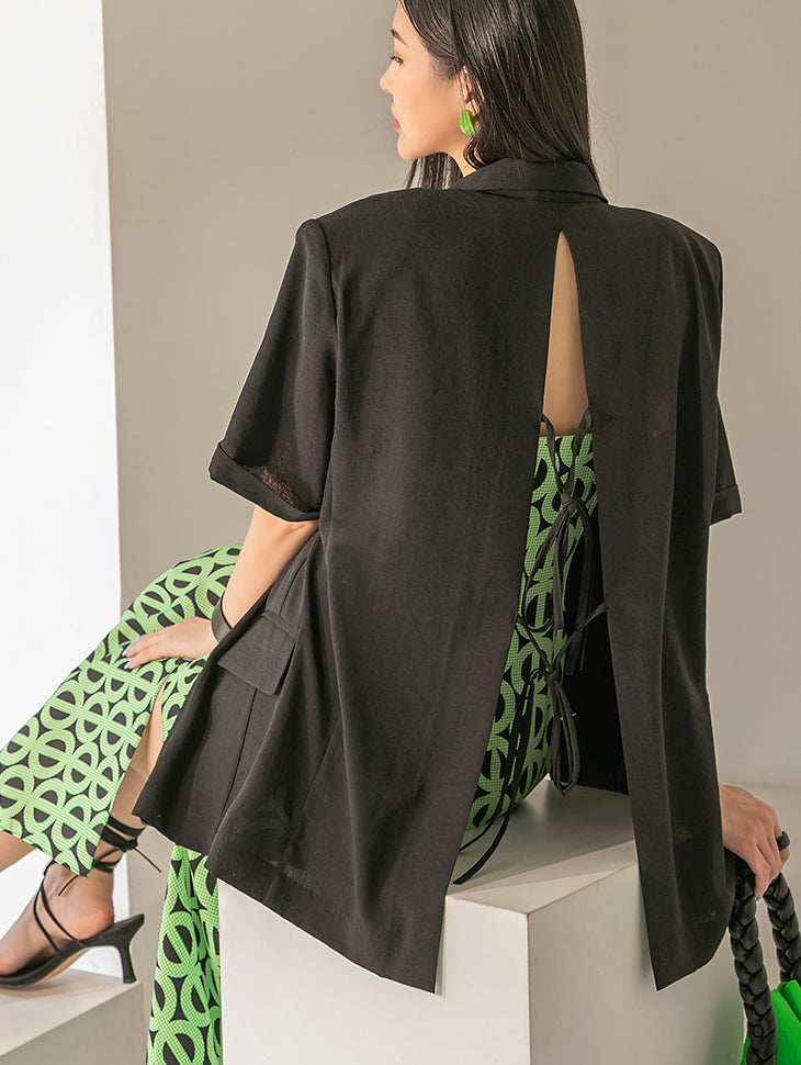 J1553 Back Slit Short Sleeve Jacket