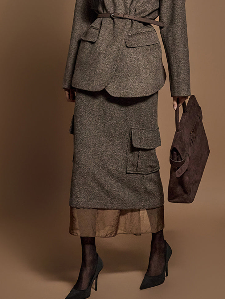 SK2874 ヘリンボーンスカート