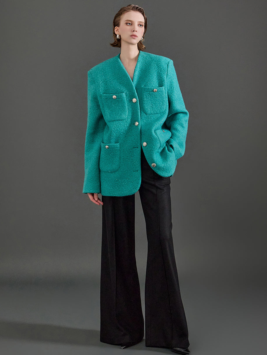 J2030 ノーカラーロングジャケット