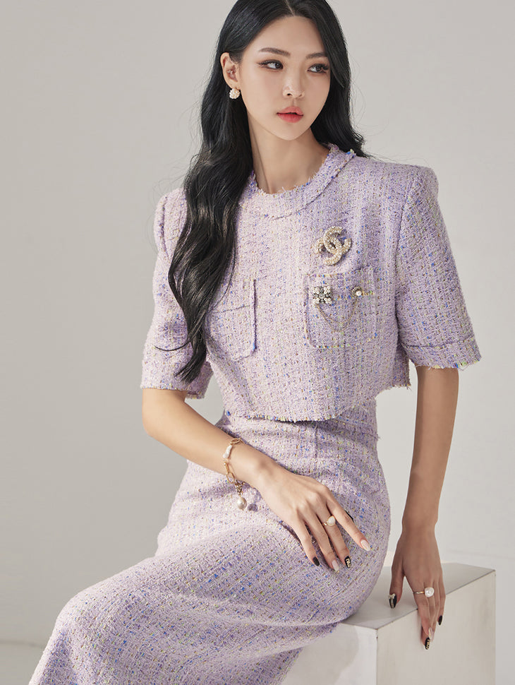 B9140 淡色花呢短款衬衫