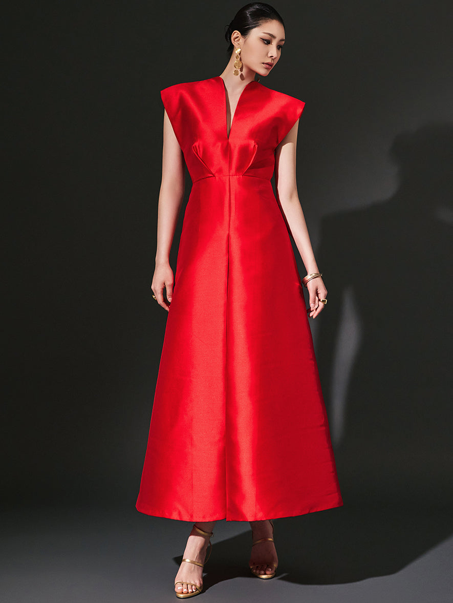 D9421 バックスリットピンタックロングワンピース