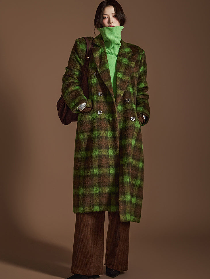 J2527 チェック柄ダブルコート
