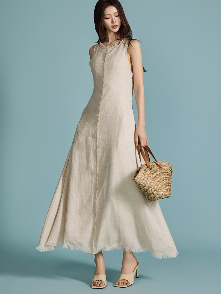 D5049 フリンジリネンドレス