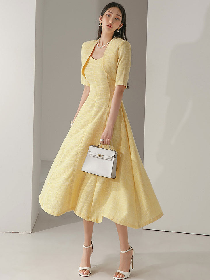 D4446 Tweed Bolero Dress