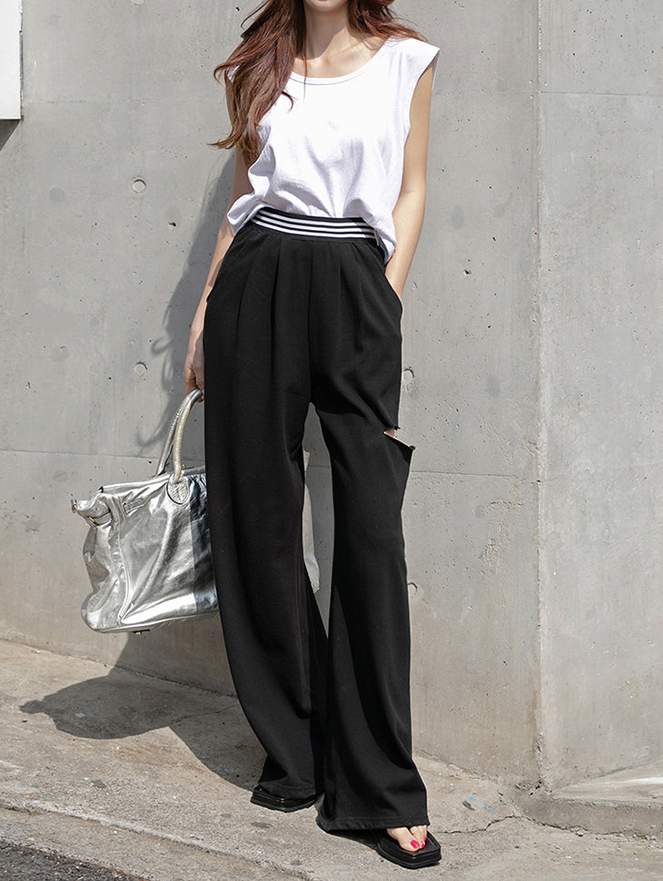 P2412 Elastic Waist Maxi Sweatpants