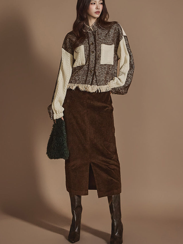 SK2838 コーデュロイスリットスカート