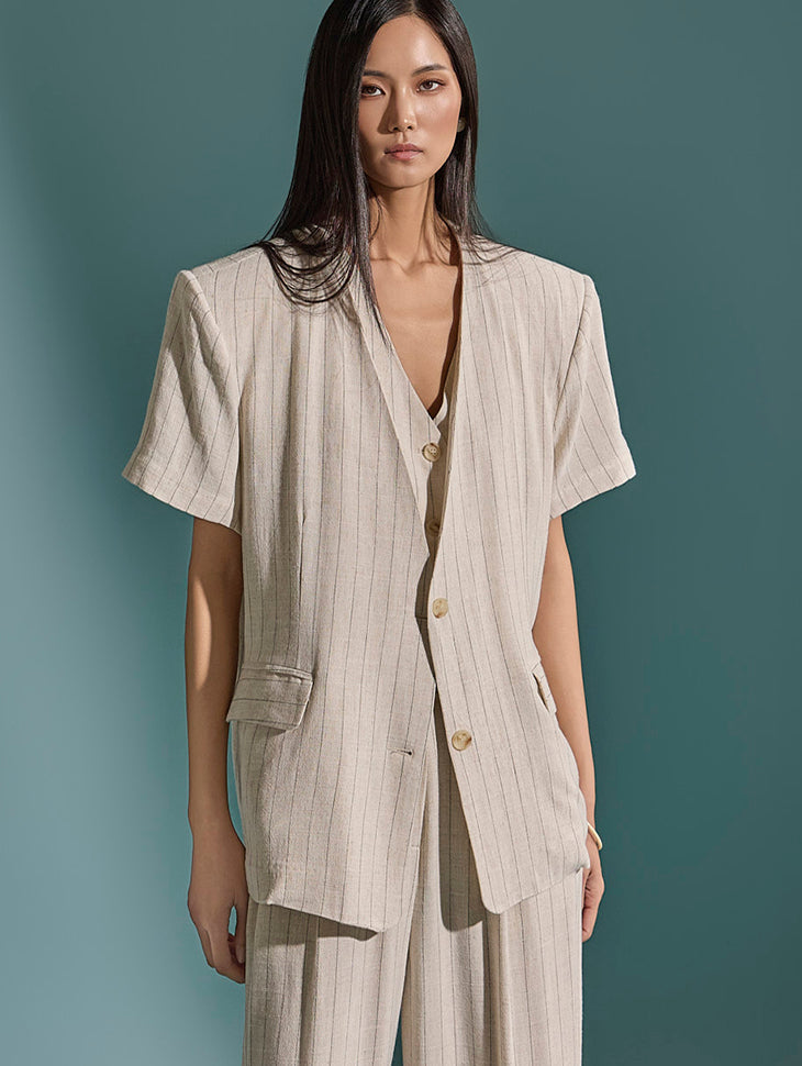 J2325 亚麻条纹夹克