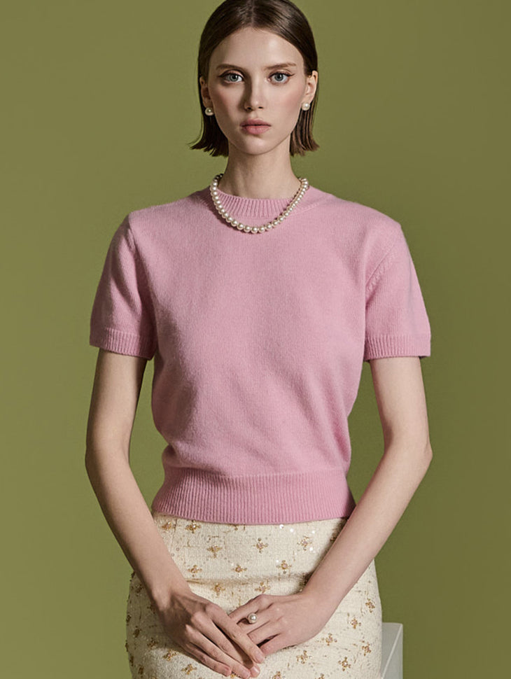 E3576 ラウンドネックニット