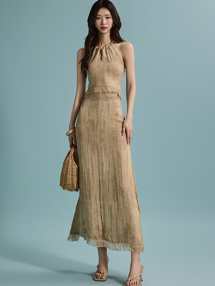 D5005 ホルターネック&スカート ツーピース