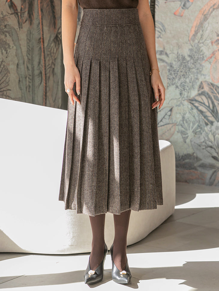 SK2387 人字形褶裙