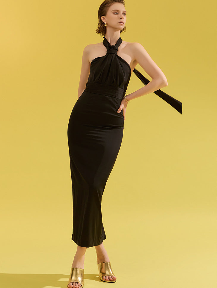 D9427 挂脖修身连衣裙