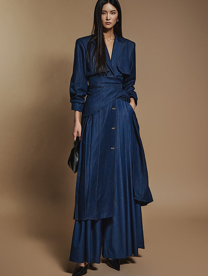 D5098 带腰带的褶皱连衣裙