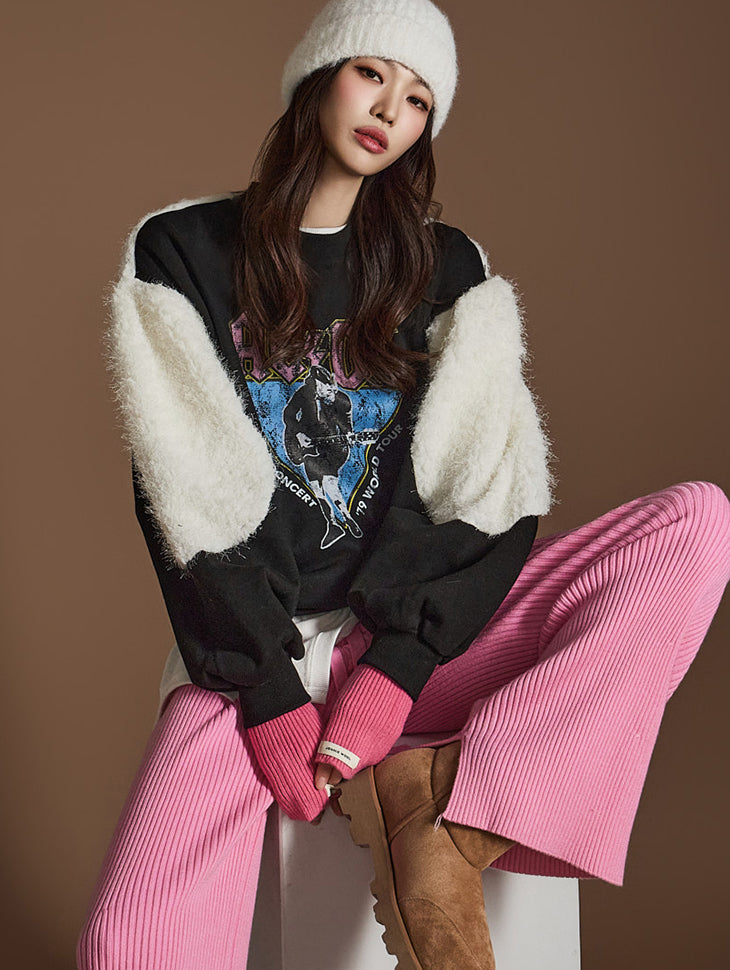 E3648 Fur Printed Sweatshirts