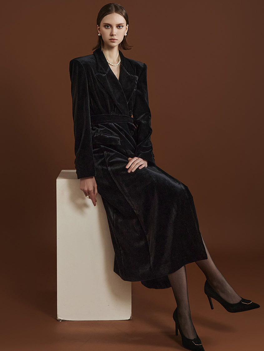 J2078 ストラップ付きダブルボタンコート