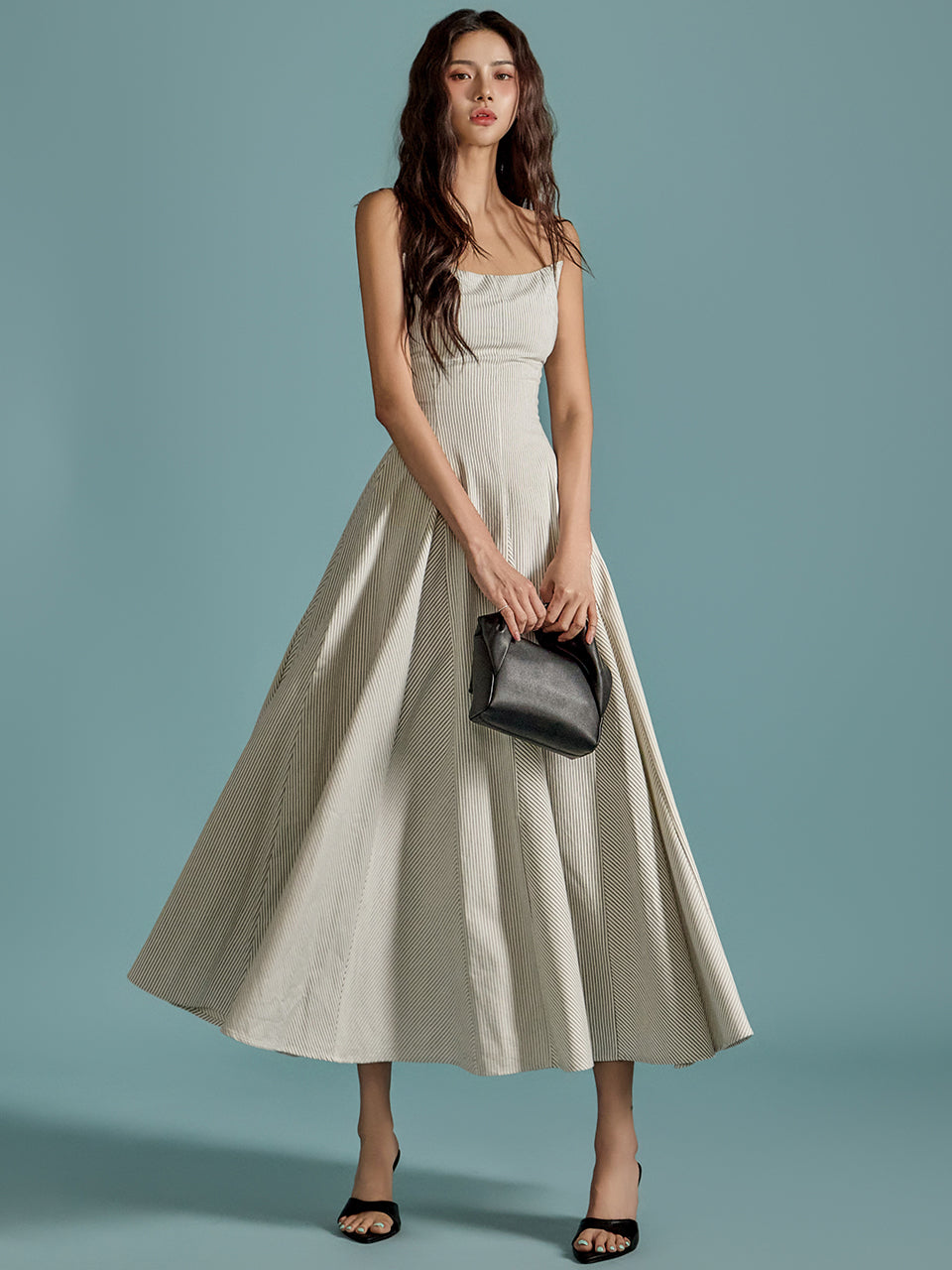 D5065 ストライプドレス