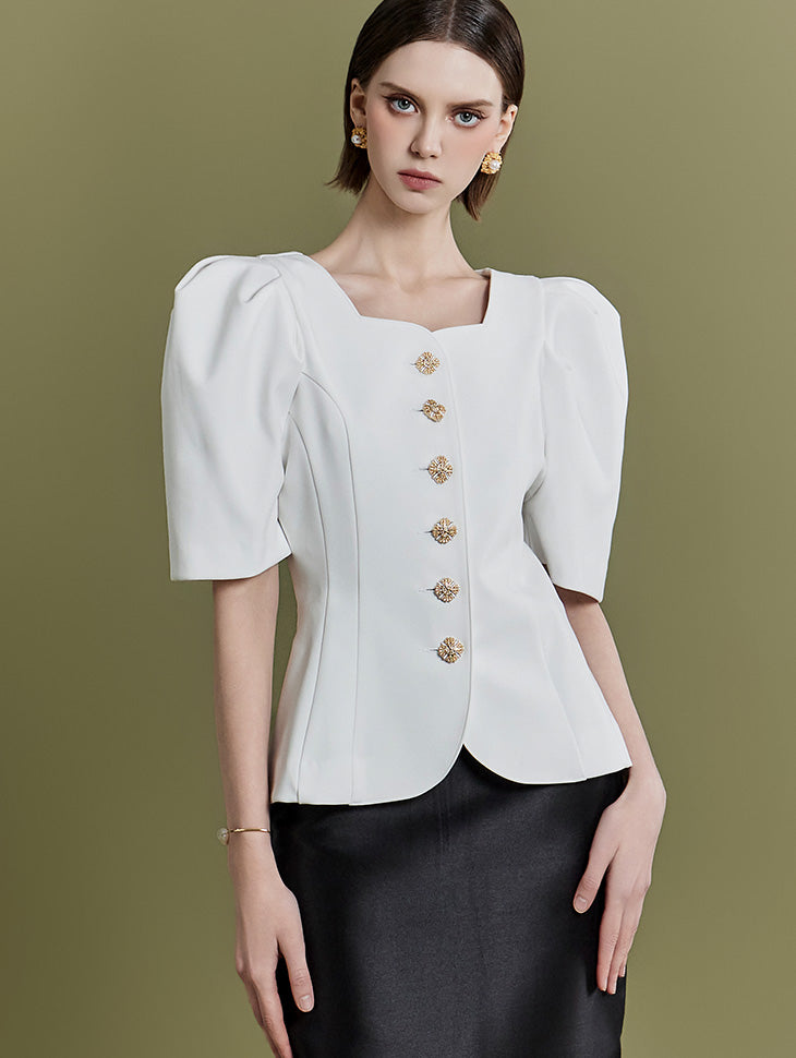 J2151 泡泡袖修身单夹克