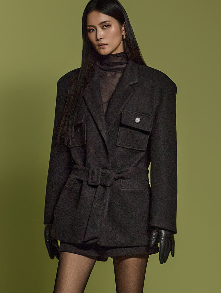 J2546 ベルト付きウールジャケット