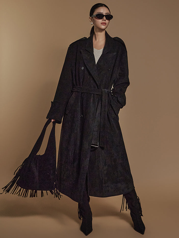 J2438 スエードトレンチ ベルト付き