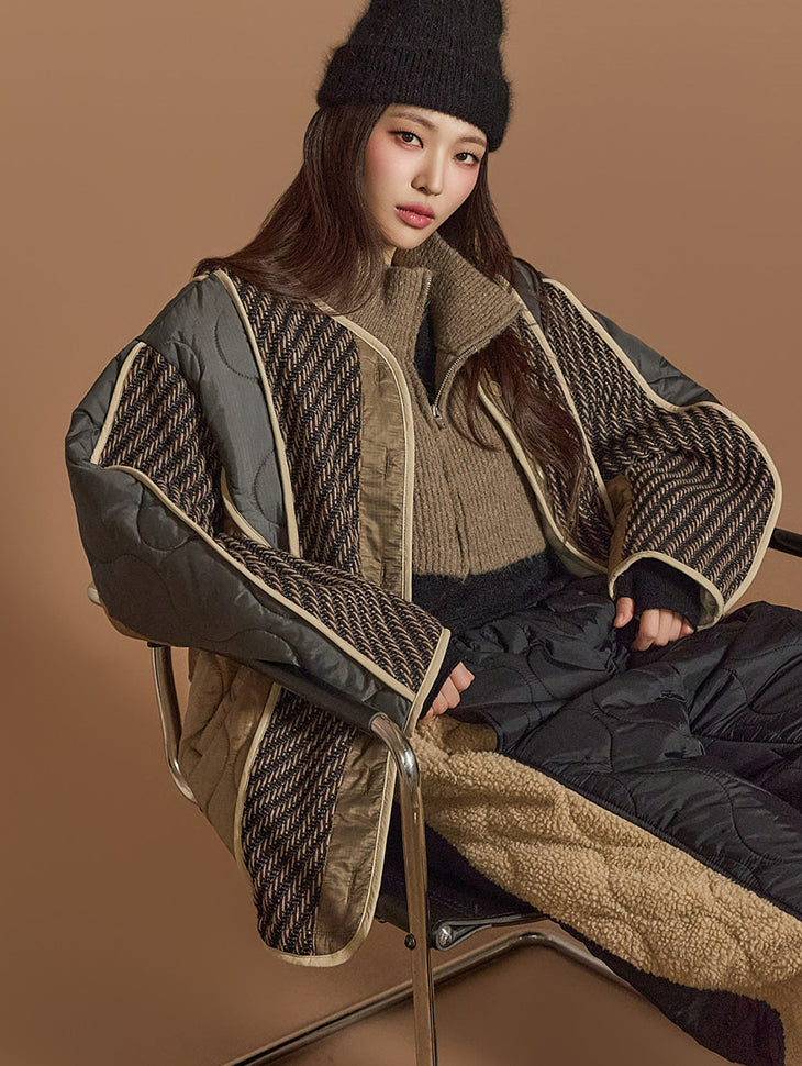 J2559 绗缝混合套头衫