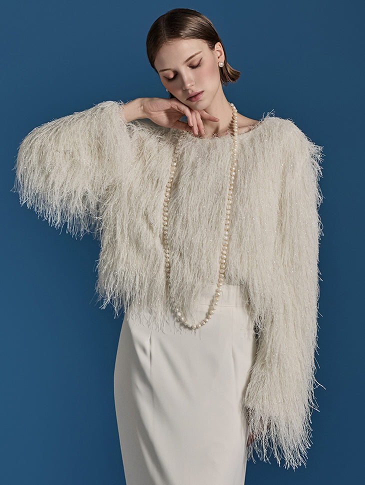 E3642 流苏垫肩上衣