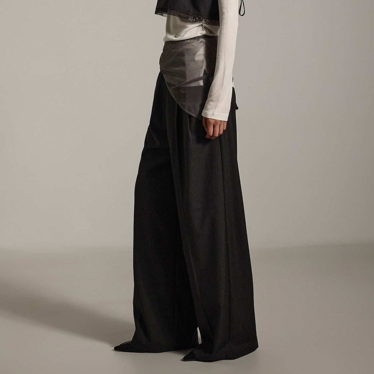 P3391 オーガンザラップワイドスラックス