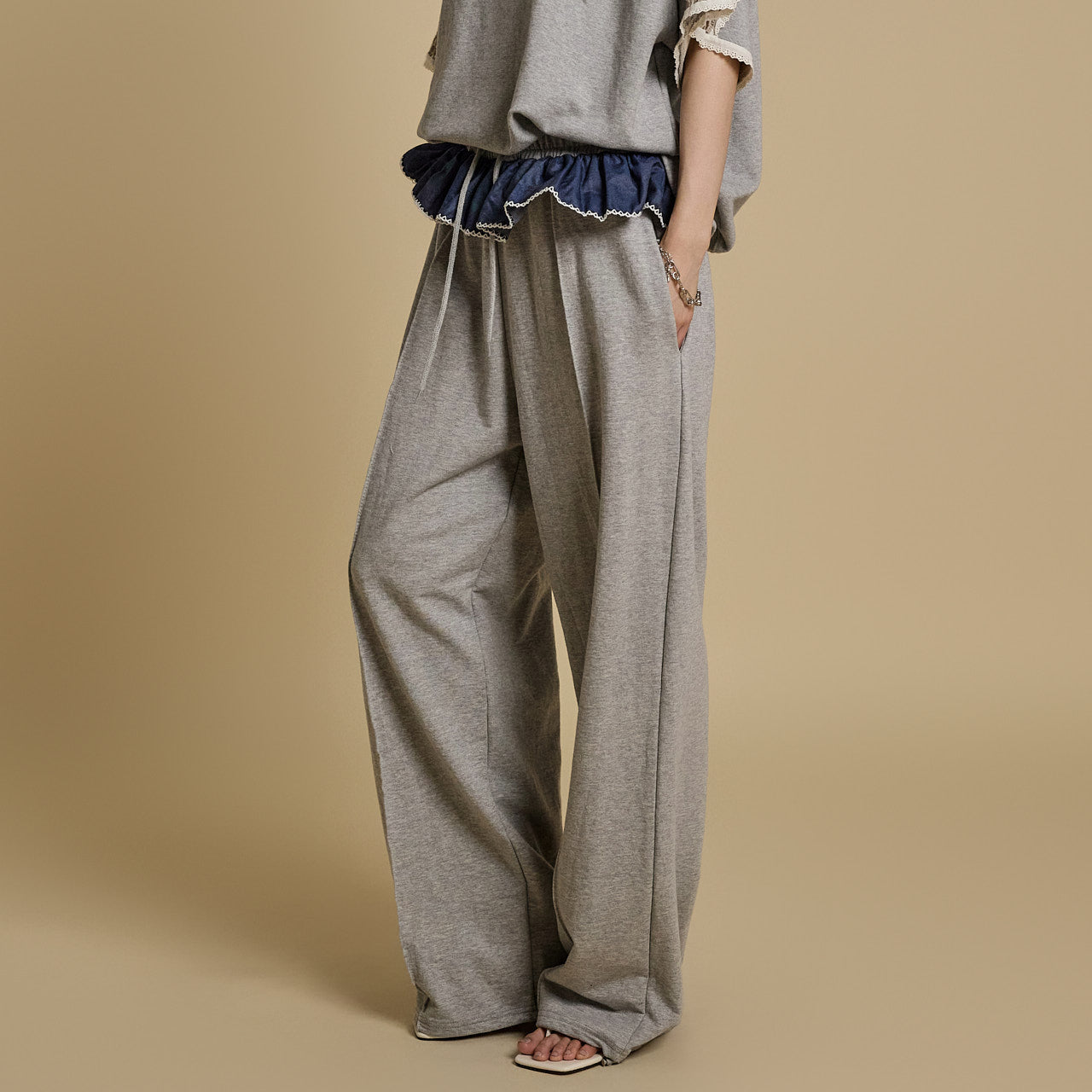 P3466 荷叶边运动裤