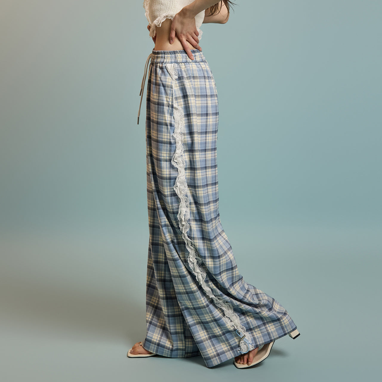 P3505 蕾丝格纹裤