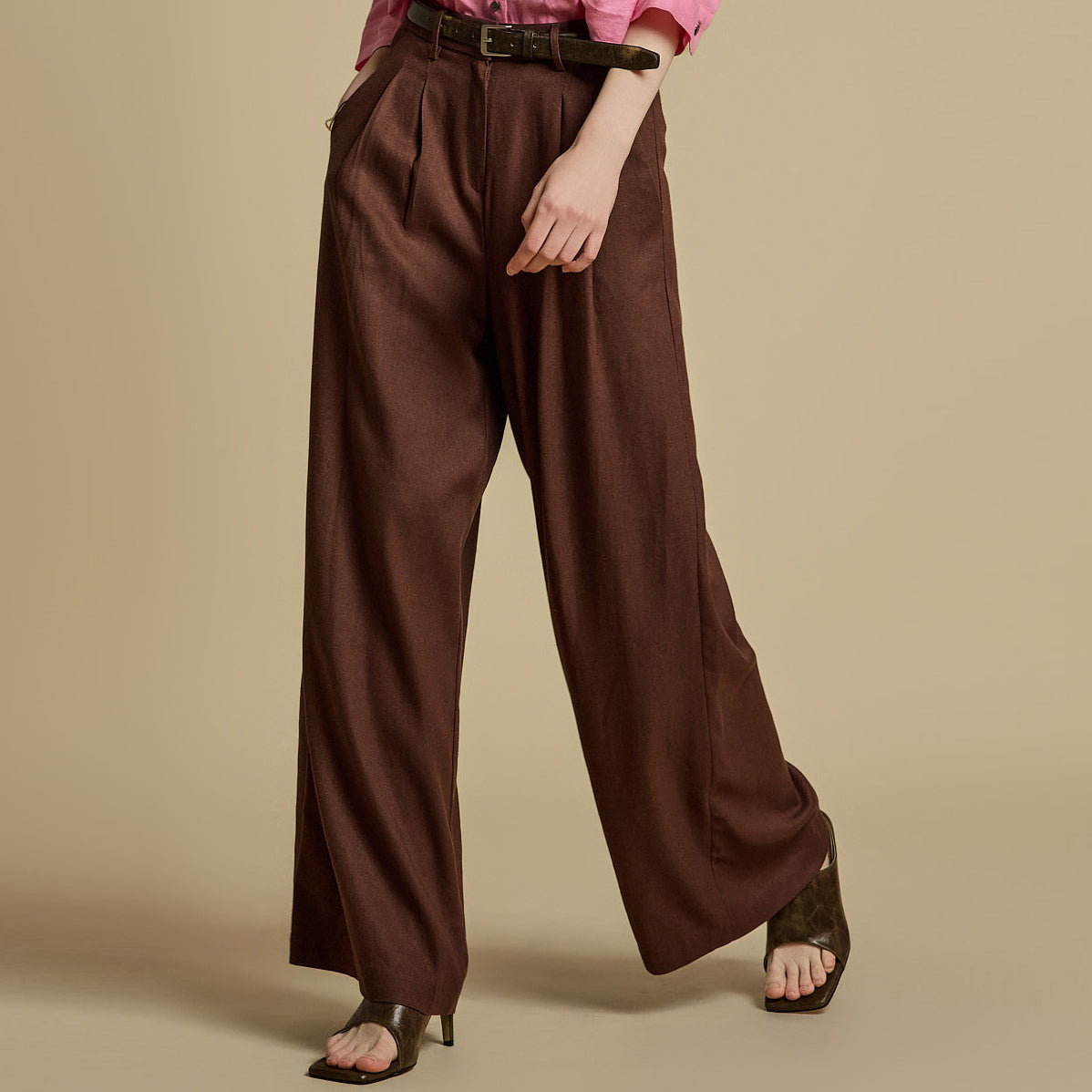 P3511 リネンピンタックスラックス