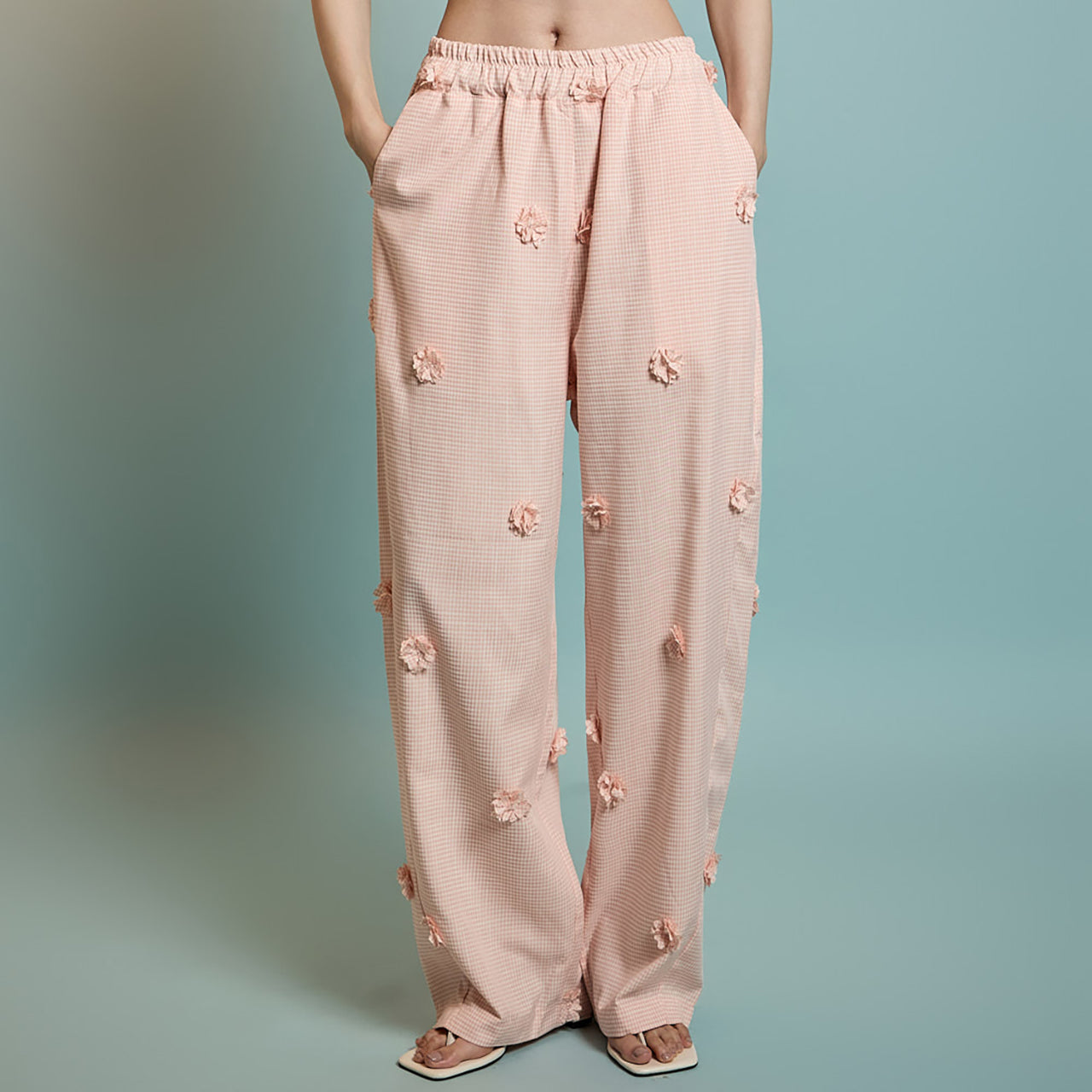 P3540 Flower Plaid Pants