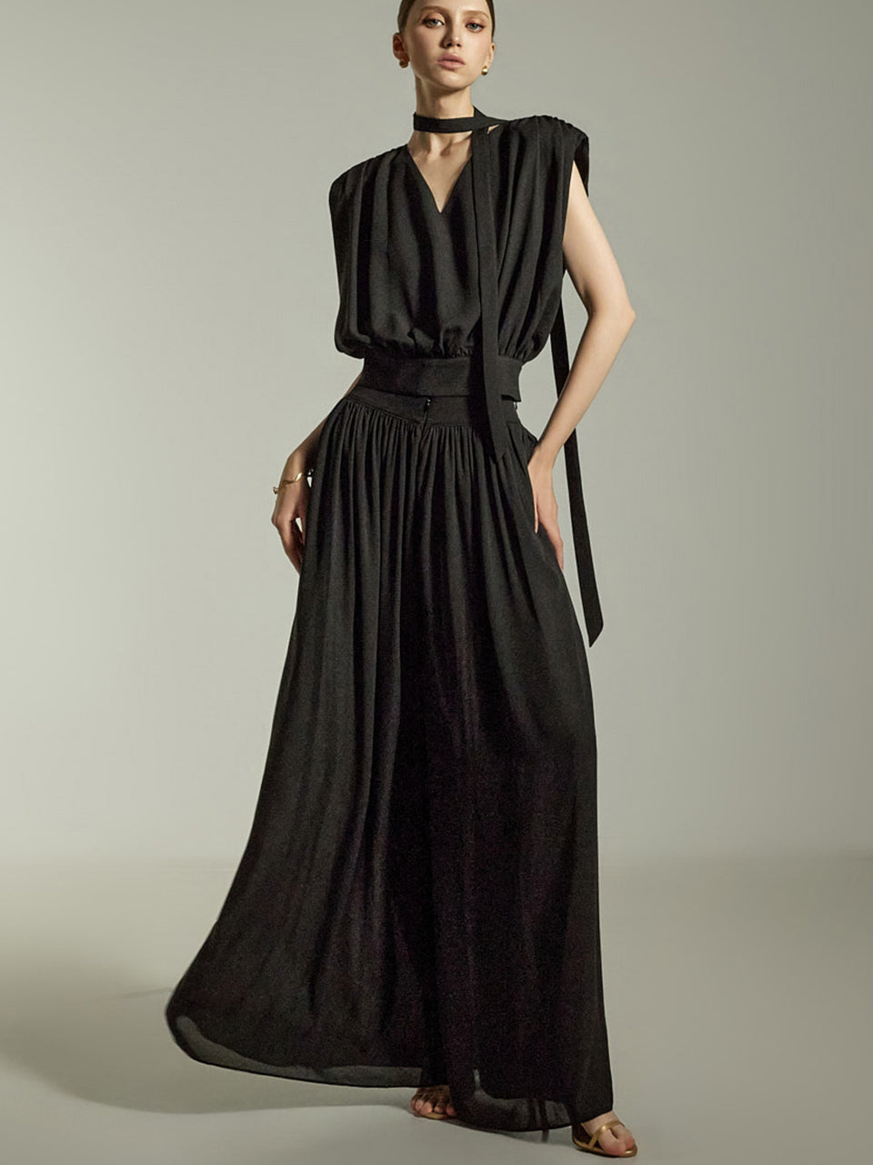 P3616 Shirring Wide Pants