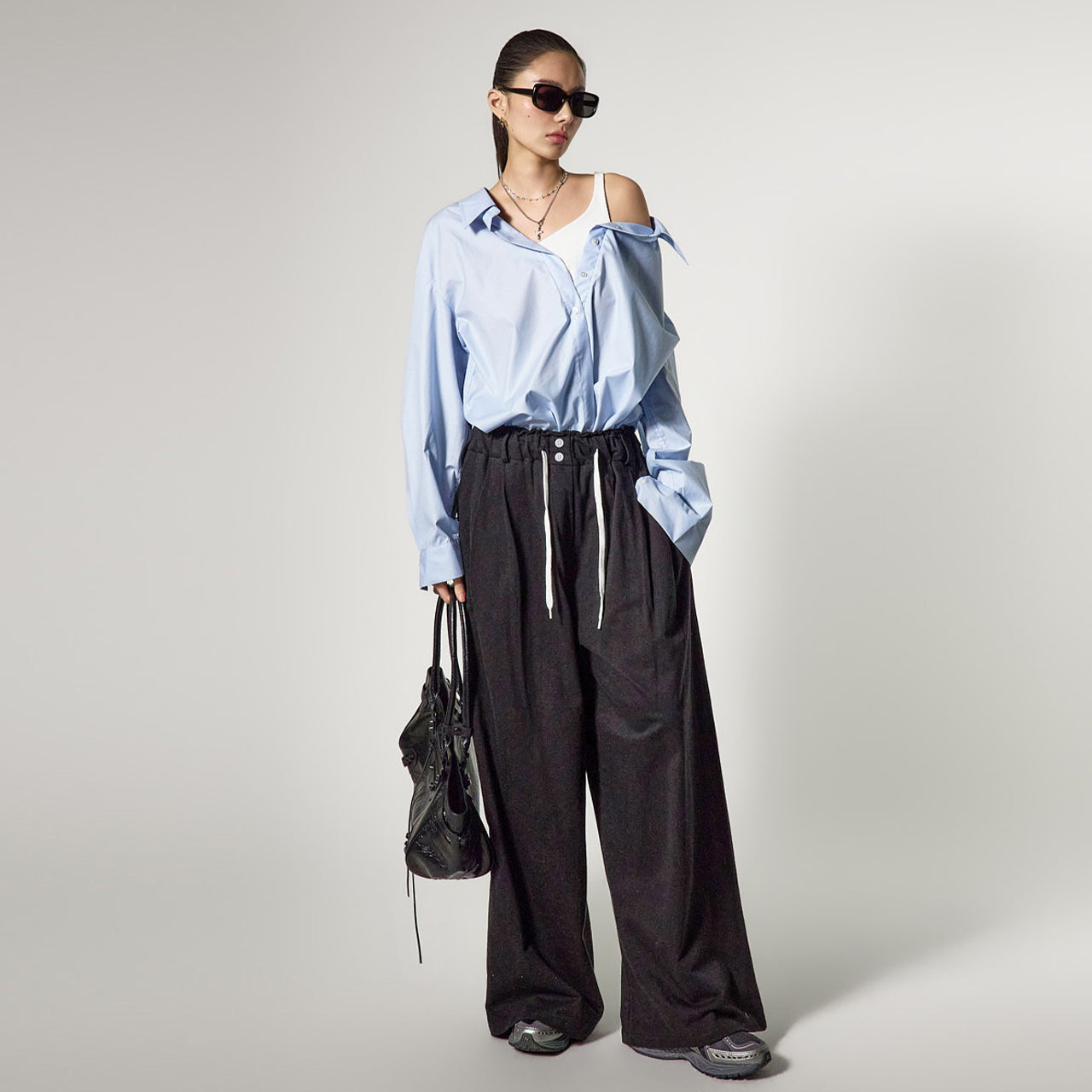 P3791 ボタンワイドパンツ