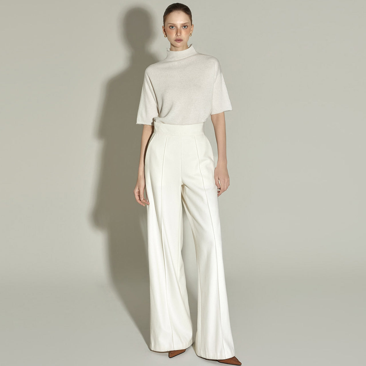 P9065 ピンタックワイドウールスラックス