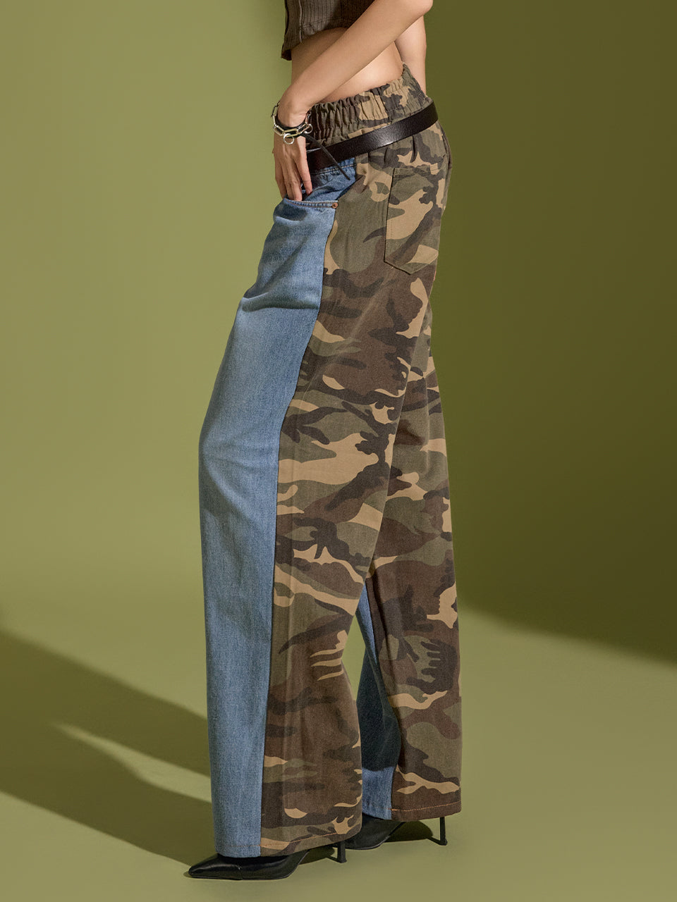 PJ533 撞色牛仔裤