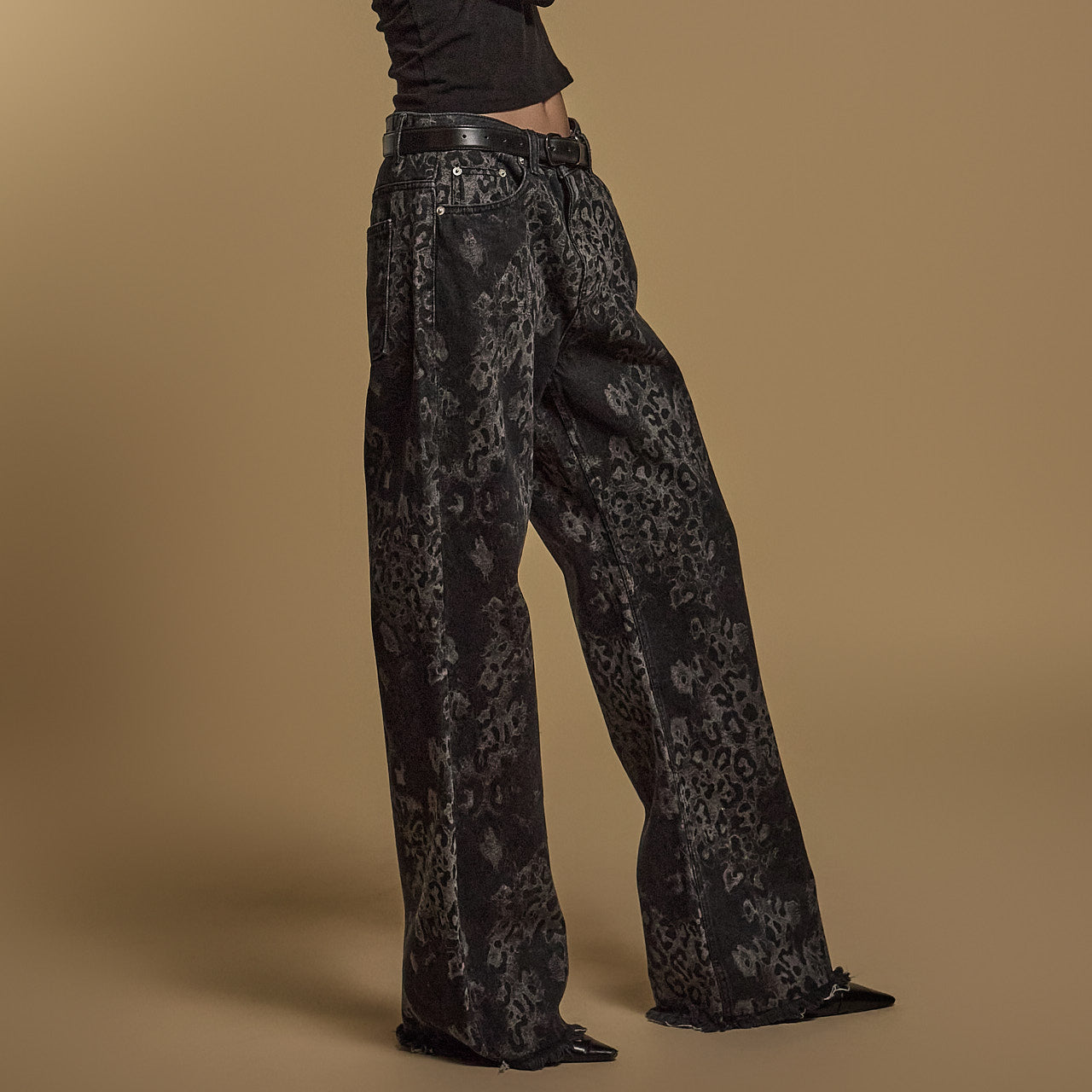 PJ554 豹纹牛仔裤 *另有 L 码版本*