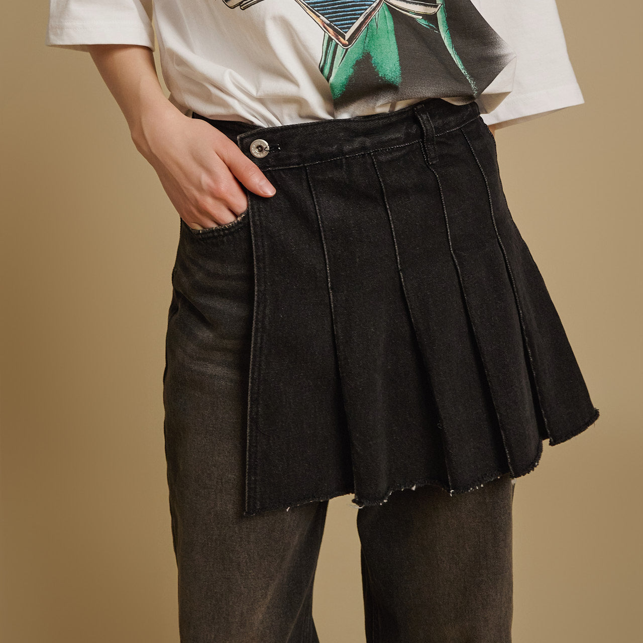 PJ558 プリーツラップジーンズ