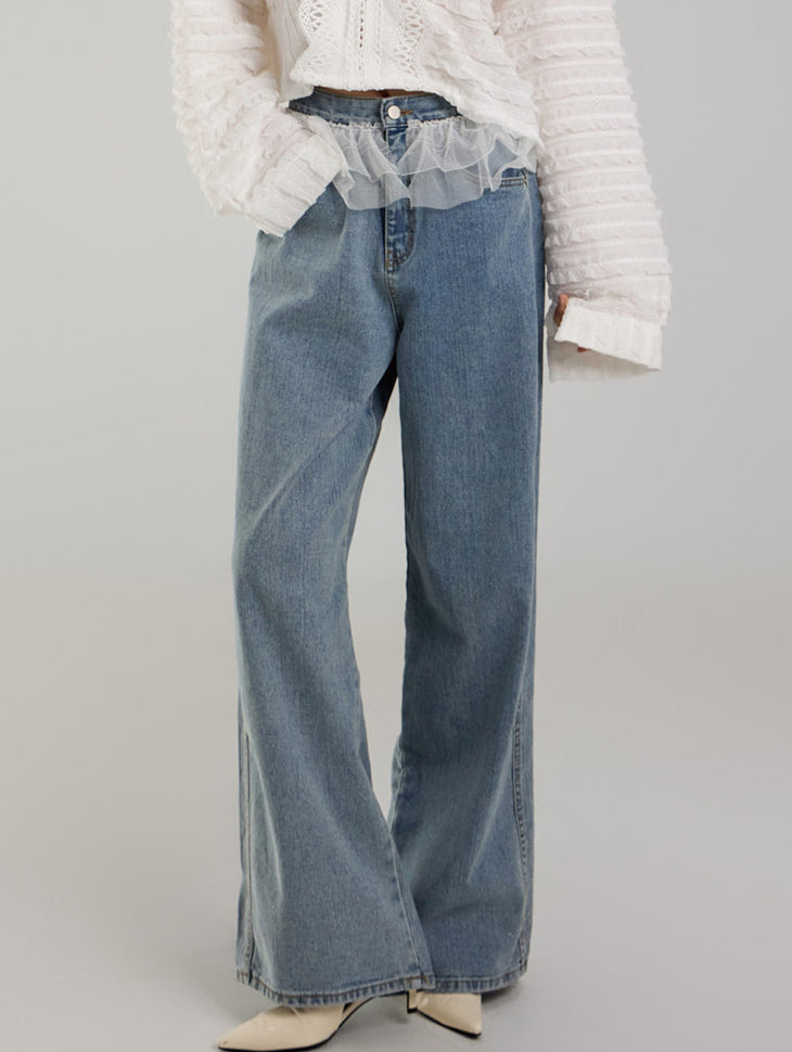 PJ567 蕾丝牛仔裤