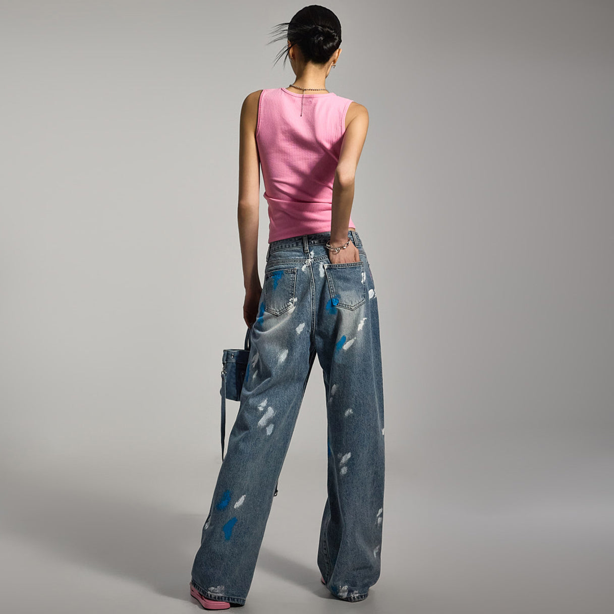 PJ574 ペインティングワイドジーンズ