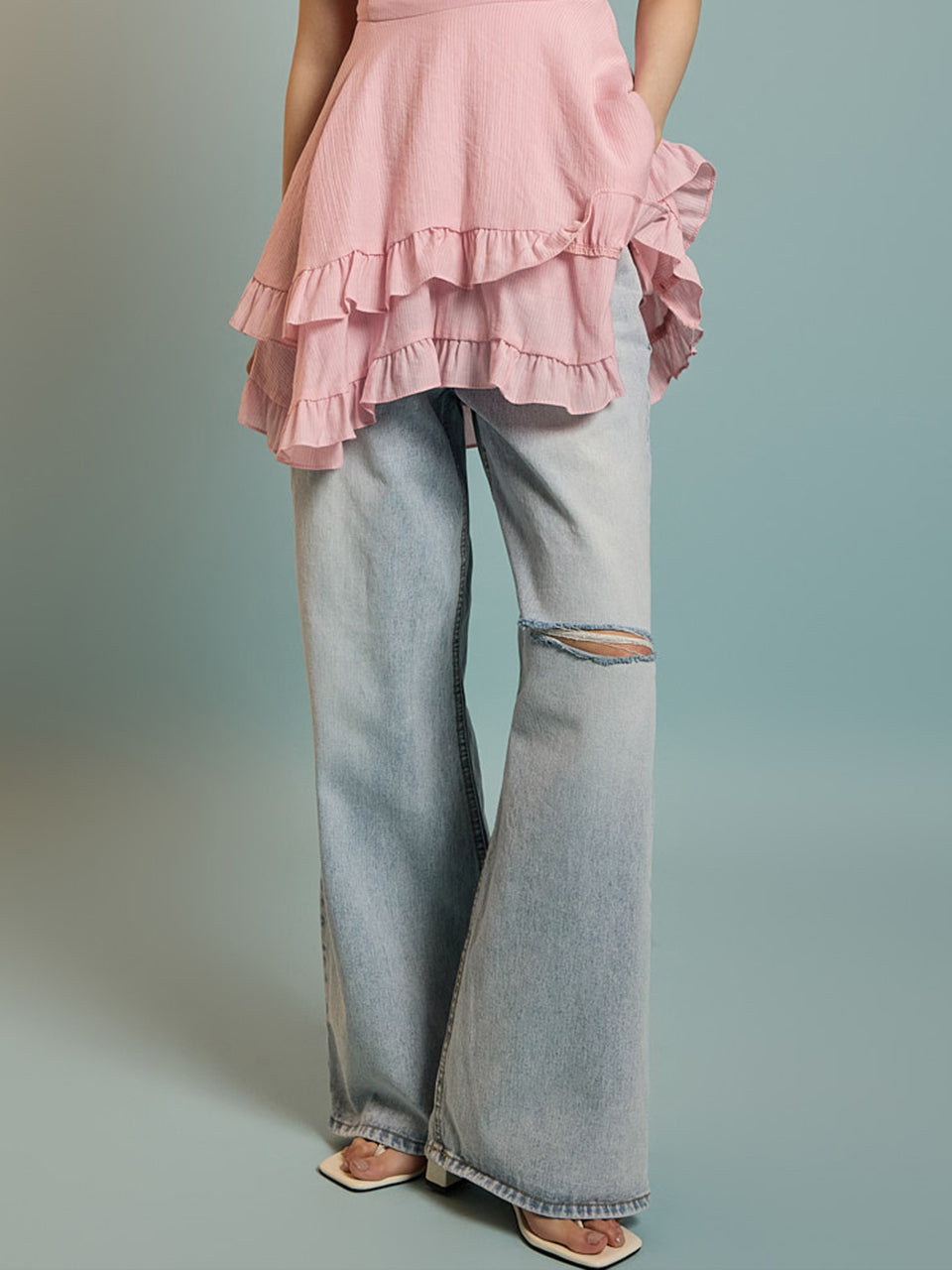 PJ578 剪裁牛仔裤