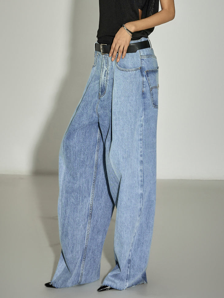 PJ601 Contrast Wide Jeans