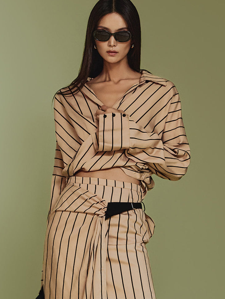 S673 ツイストノットフロントシャツ