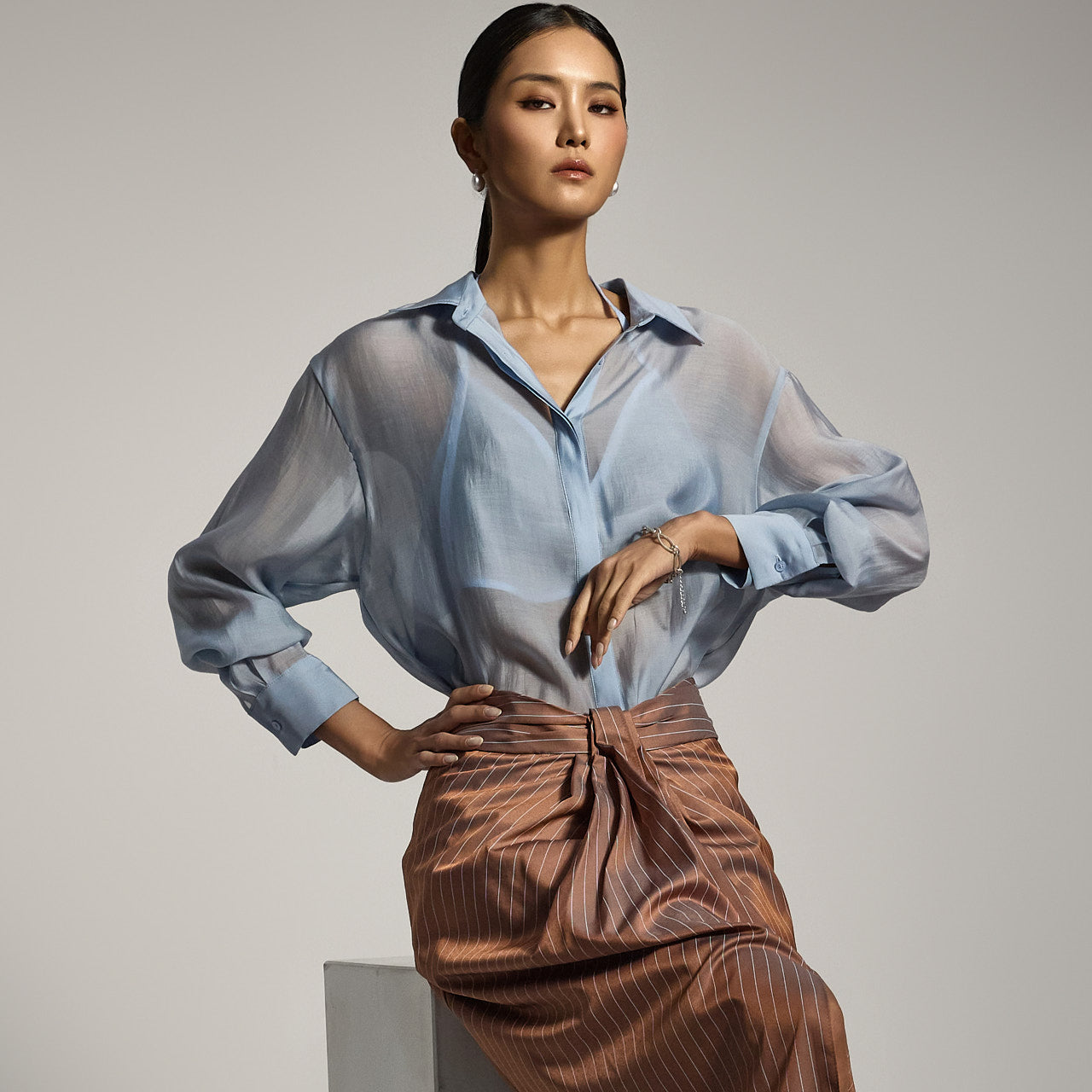 S759 透明紧身胸衣衬衫