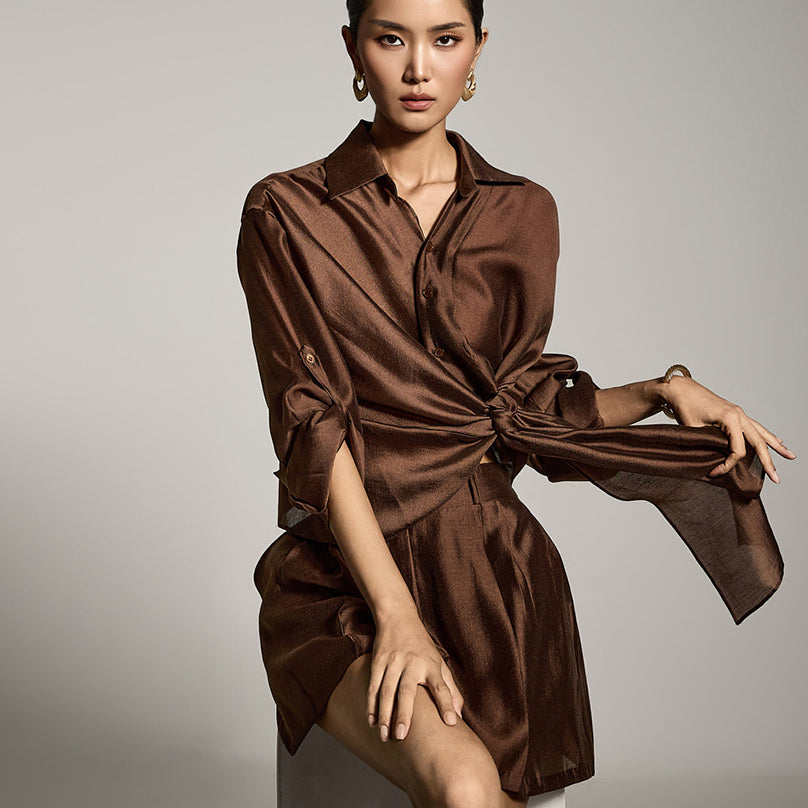 S771 アシンメトリーラップシャツ