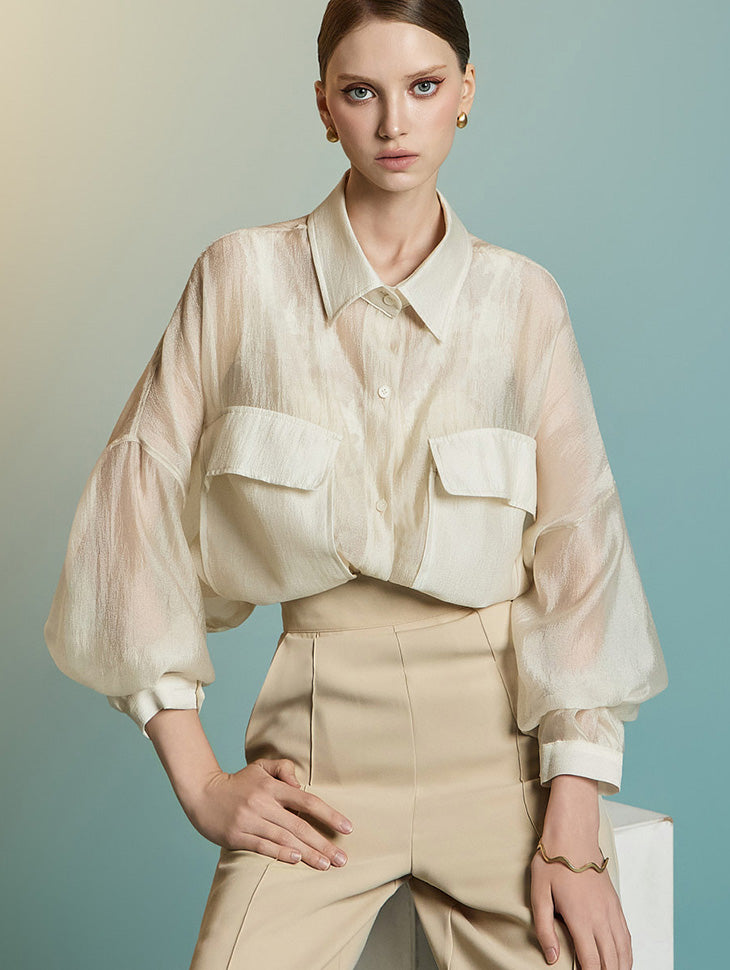 S775 Sheer Oversized Shirt