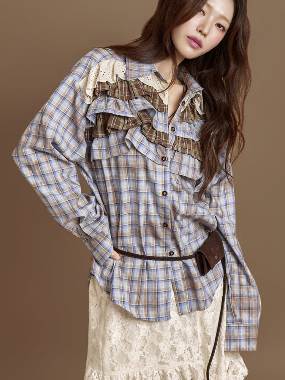 S796 Frill Check Shirts