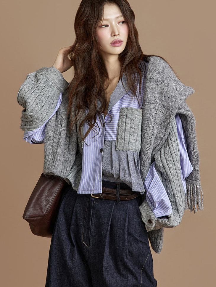 S810 Shirts with Cable Knit Patch