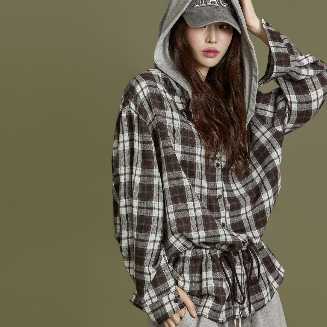 S816 Check Hooded Shirts