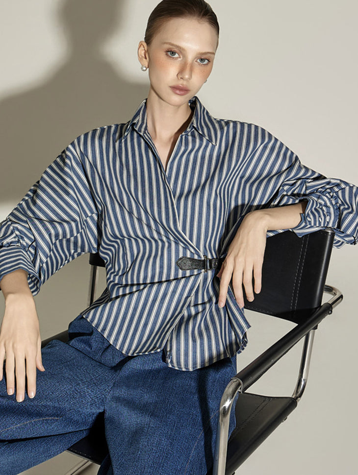 S819 Striped Collar Shirts